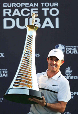 Northern Ireland nunger Rory McIlory-i Dubai nung ayongba DP World Tour Championsip golf asayamong akokba sülen Race to Dubai takok marok amer aliba noksa nung angur. (Dubai, December 15)